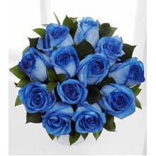 BD35 Extreme Blue Hues Fiesta Rose Bouquet - 12 Stems - NO VASE 